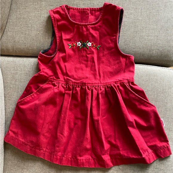 Vintage Krickets toddler red dress size 3 with pockets and floral embroidery - Picture 1 of 5